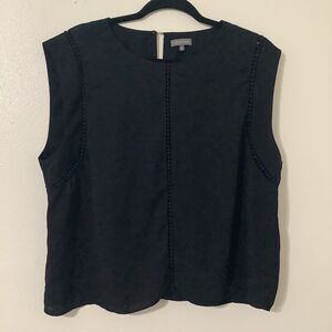 Vince Camuto Black Boho Bohemian Summer Minimalist Casual Lace Cutout Blouse XL